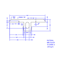 61-070-0 MODULAR SOLUTIONS PVC COVER PROFILE<br>FLAT RUBBER W/RIDGES, CUT TO ANY LENGTH PRICE / METER SHOWN